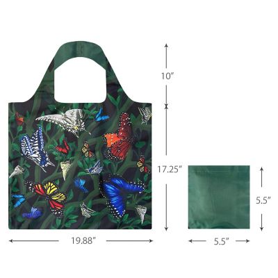 Wrapables Allybag Foldable & Lightweight Reusable Grocery Bag, Butterflies Image 3