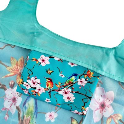Wrapables Allybag Foldable & Lightweight Reusable Grocery Bag, Grab & Go Cherry Blossoms Image 2