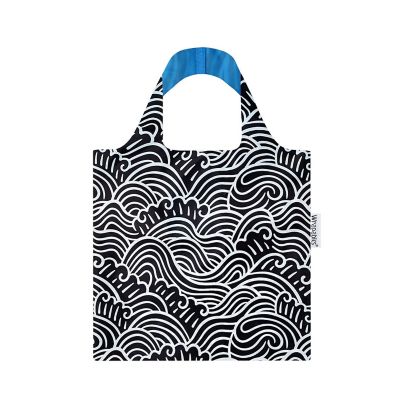 Wrapables Allybag Foldable & Lightweight Reusable Grocery Bag, Grab & Go Navy Swirls Image 1