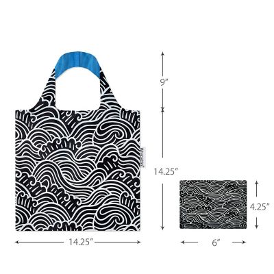 Wrapables Allybag Foldable & Lightweight Reusable Grocery Bag, Grab & Go Navy Swirls Image 1