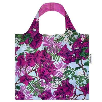 Wrapables Allybag Foldable & Lightweight Reusable Grocery Bag, Purple Leaves Image 1