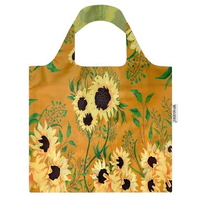 Wrapables Allybag Foldable & Lightweight Reusable Grocery Bag, Sunflowers Tan Image 1