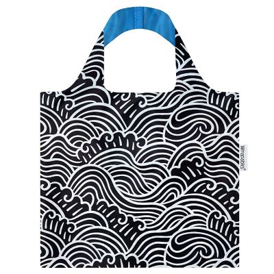 Wrapables Allybag Foldable & Lightweight Reusable Grocery Bag, Waves Image 1