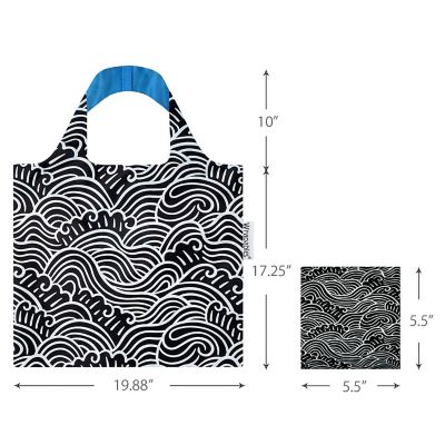 Wrapables Allybag Foldable & Lightweight Reusable Grocery Bag, Waves Image 1
