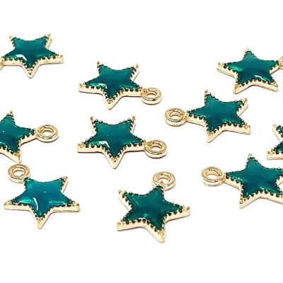 Wrapables Astronomy Jewelry Making Charm Pendant (Set of 10), Green Star Image 1