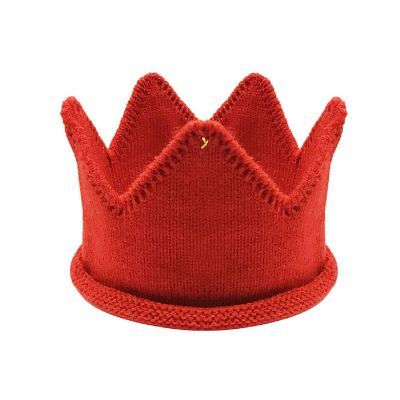 Wrapables Baby Boy & Girl Birthday Party Knitted Crown Headband Beanie Cap Hat, Red Image 1