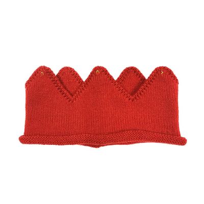 Wrapables Baby Boy & Girl Birthday Party Knitted Crown Headband Beanie Cap Hat, Red Image 1