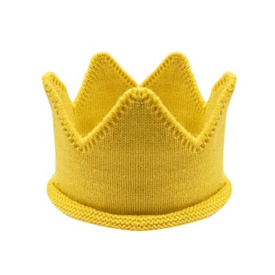 Wrapables Baby Boy & Girl Birthday Party Knitted Crown Headband Beanie Cap Hat, Yellow Image 1