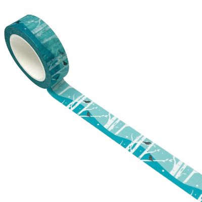 Wrapables Beautiful Scenery 15mm x 10M Washi Masking Tape, Birds in Blue Forest Image 1