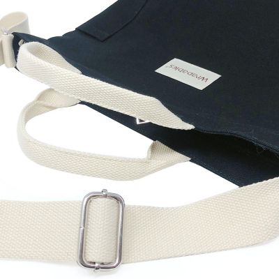 Wrapables Black Canvas Tote Bag for Women, Casual Cross Body Shoulder Handbag Image 3