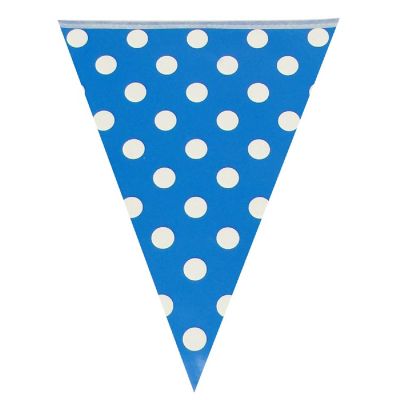 Wrapables Blue Polka Dots Triangle Pennant Banner Party Decorations Image 1