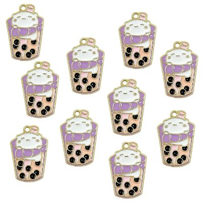 Wrapables Boba Milk Tea Jewelry Making Pendant Charms (Set of 10), Boba Lover Image 1