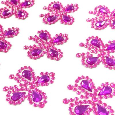 Wrapables Butterfly Crystal Adhesive Rhinestones Gems, Rose Red Image 1