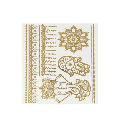 Wrapables&#174; Celebrity Inspired Temporary Tattoos in Metallic Gold Silver and Black (6 Sheets), Large, Elephants & Adornments Image 3