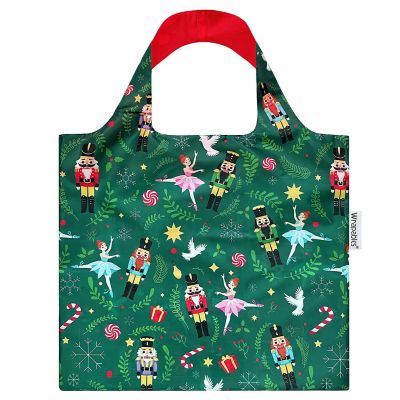Wrapables Christmas Allybag Foldable & Lightweight Reusable Grocery Bag, Holiday Spirit Green Image 1