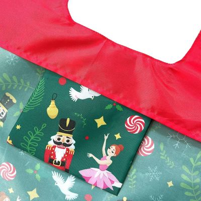 Wrapables Christmas Allybag Foldable & Lightweight Reusable Grocery Bag, Holiday Spirit Green Image 2