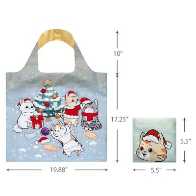 Wrapables Christmas Allybag Foldable & Lightweight Reusable Grocery Bag, Kitties Twilight Image 1