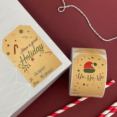 Wrapables Christmas Holiday Gift Tag Stickers and Labels Roll (300pcs), Great Holiday Image 3