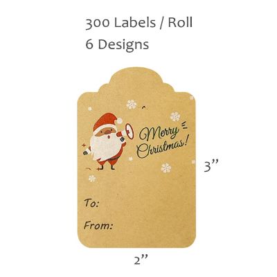 Wrapables Christmas Holiday Gift Tag Stickers and Labels Roll (300pcs), Snowman Image 1
