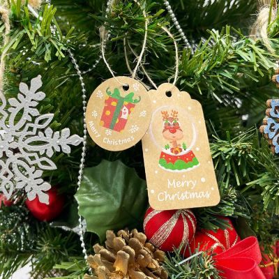Wrapables Christmas Holiday Gift Tags/Kraft Hang Tags with Jute Strings, (50pcs) Holiday Assortment Image 2