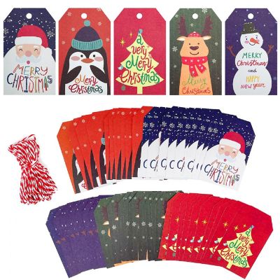 Wrapables Christmas Holiday Gift Tags/Kraft Paper Hang Tags, (50pcs), Holiday Cheer Image 1