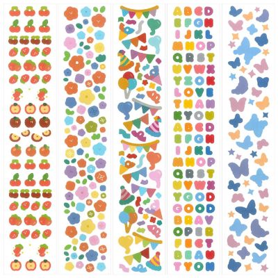 Wrapables Colorful Decorative Stickers for Scrapbooking, 5 Sheets, Letters, Flowers, Party, Butterflies Image 1