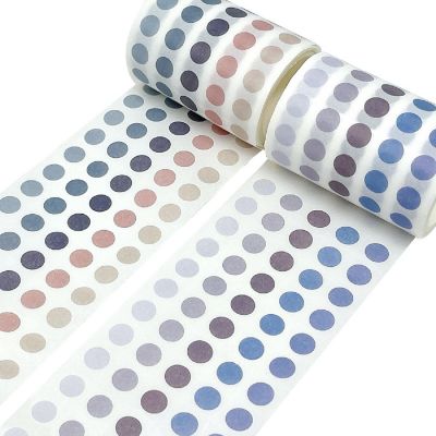 Wrapables Colorful Dots Washi Masking Tape, Round Circle Stickers 6M Length Total (Set of 2), Blue & Afterglow Image 1