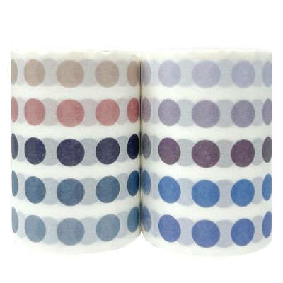 Wrapables Colorful Dots Washi Masking Tape, Round Circle Stickers 6M Length Total (Set of 2), Blue & Afterglow Image 1
