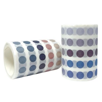 Wrapables Colorful Dots Washi Masking Tape, Round Circle Stickers 6M Length Total (Set of 2), Blue & Afterglow Image 2