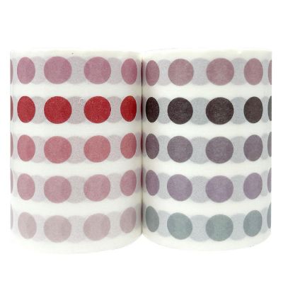 Wrapables Colorful Dots Washi Masking Tape, Round Circle Stickers 6M Length Total (Set of 2), Mauve & Pink Image 1