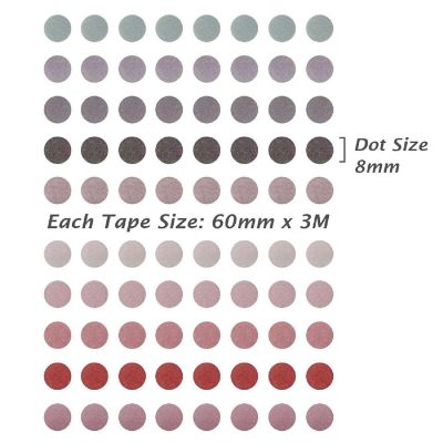Wrapables Colorful Dots Washi Masking Tape, Round Circle Stickers 6M Length Total (Set of 2), Mauve & Pink Image 3