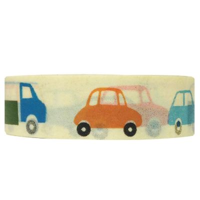 Wrapables Colorful Patterns Washi Masking Tape, Cars Image 1