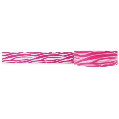 Wrapables Colorful Patterns Washi Masking Tape, Pink Animal Stripes Image 1