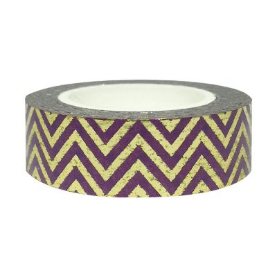 Wrapables&#174; Colorful Washi Masking Tape, Purple and Gold Super Chevron Image 1