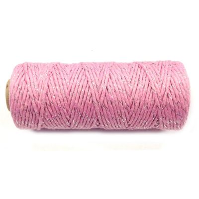 Wrapables Cotton Baker's Twine 12ply 110 Yard, Pink/Metalic Silver Image 1