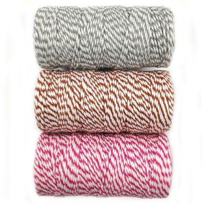 Wrapables Cotton Baker's Twine 12ply 330 Yards (Set of 3 Spools x 110 Yards) ( Grey, Brown, Hot Pink) Image 1
