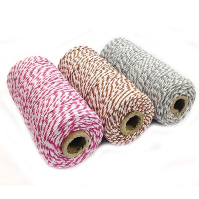 Wrapables Cotton Baker's Twine 12ply 330 Yards (Set of 3 Spools x 110 Yards) ( Grey, Brown, Hot Pink) Image 1