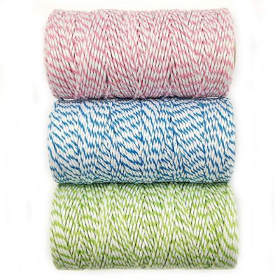 Wrapables Cotton Baker's Twine 12ply 330 Yards (Set of 3 Spools x 110 Yards) ( Pink, Blue, Light Green) Image 1
