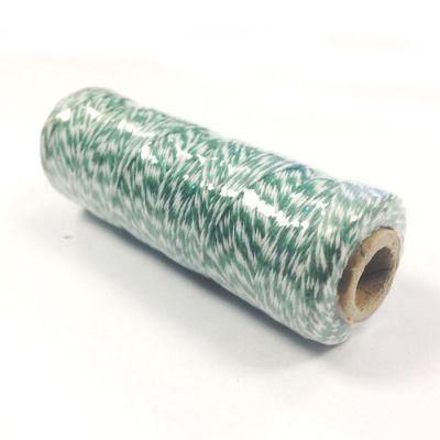Wrapables Cotton Baker's Twine 4ply (109yd/100m), Dark Green/White Image 1