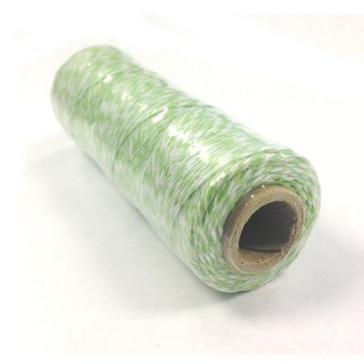 Wrapables Cotton Baker's Twine 4ply (109yd/100m), Green/White Image 1