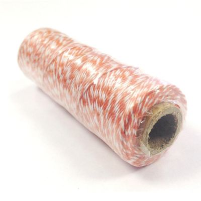 Wrapables Cotton Baker's Twine 4ply (109yd/100m), Orange/White Image 1