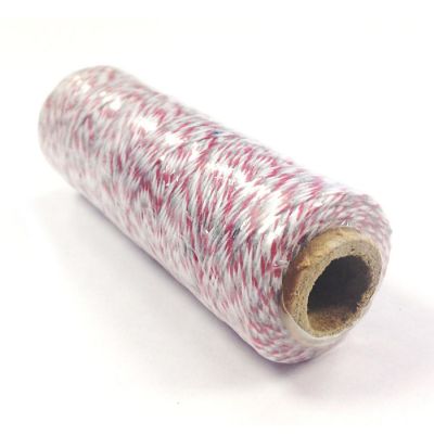 Wrapables Cotton Baker's Twine 4ply 110 Yard, for Gift Wrapping, Party Decor, and Arts and Crafts - Red and Grey Image 1
