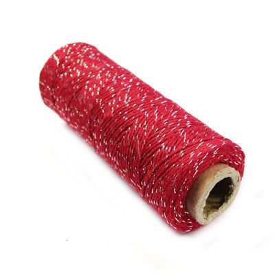Wrapables Cotton Baker's Twine 4ply 110 Yard, Red and Metallic Silver Image 1