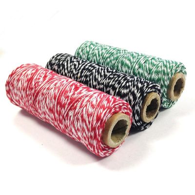 Wrapables Cotton Baker's Twine 4ply 330 Yards (Set of 3 Spools x 110 Yards) (Dark Green, Black, Red) Image 1