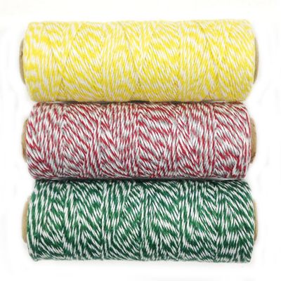 Wrapables Cotton Baker's Twine 4ply 330 Yards (Set of 3 Spools x 110 Yards) ( Yellow, Red & Grey, Dark Green) Image 1