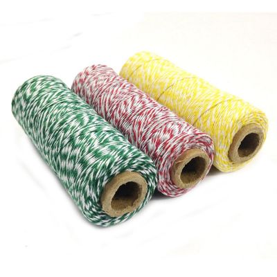 Wrapables Cotton Baker's Twine 4ply 330 Yards (Set of 3 Spools x 110 Yards) ( Yellow, Red & Grey, Dark Green) Image 1