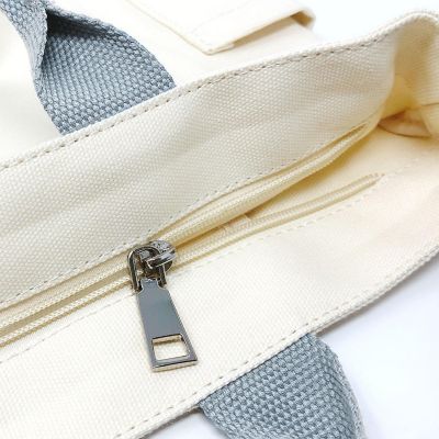Wrapables Cream Canvas Tote Bag for Women, Casual Cross Body Shoulder Handbag Image 2
