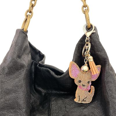 Wrapables Crystal Bling Key Chain Keyring Car Purse Handbag Pendant Charm, Chihuahua Image 3