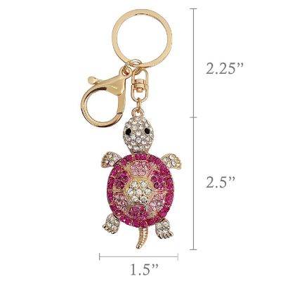 Wrapables Crystal Bling Key Chain Keyring Car Purse Handbag Pendant Charm, Pink Sea Turtle Image 1