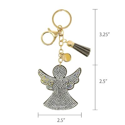 Wrapables Crystal Bling Key Chain Keyring with Tassel Car Purse Handbag Pendant, Angel Image 1